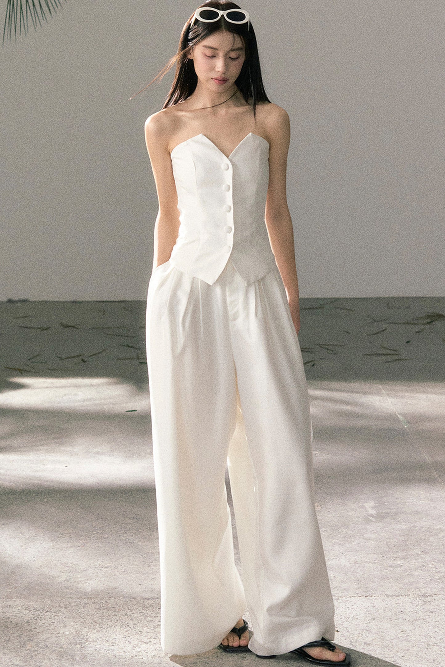 White Tube Top and Pants Set-Up