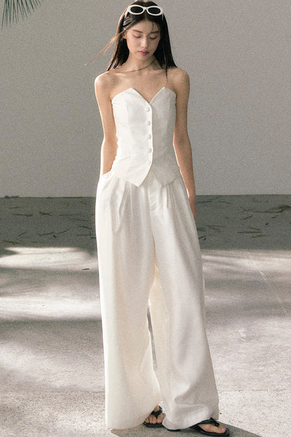 White Tube Top and Pants Set-Up