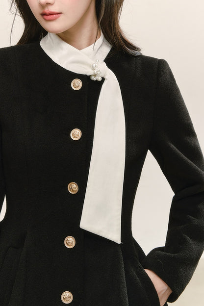 Abito cappotto imbottito in lana nero