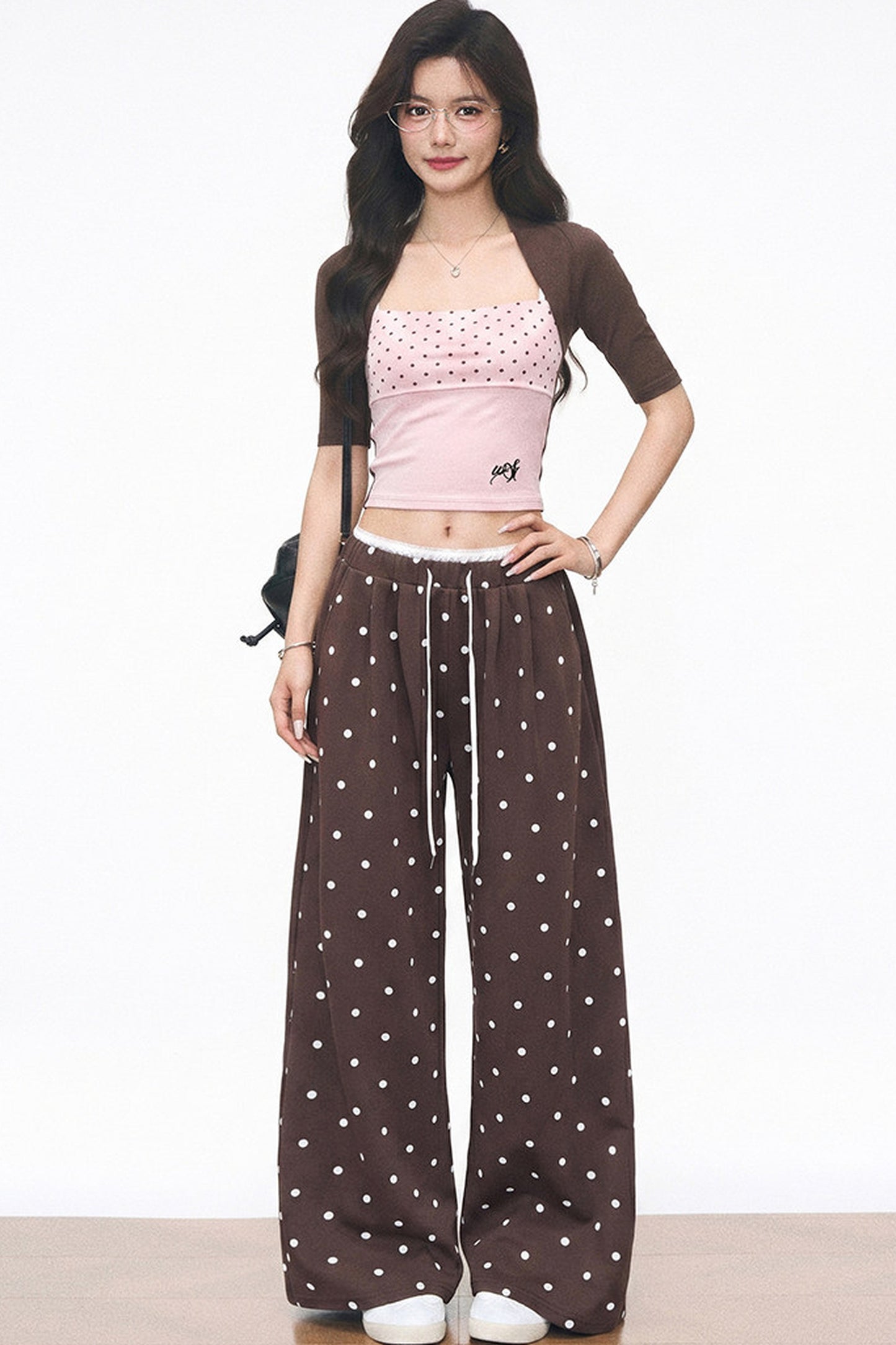 Polka Dot Mid-Sleeve Top Set-Up