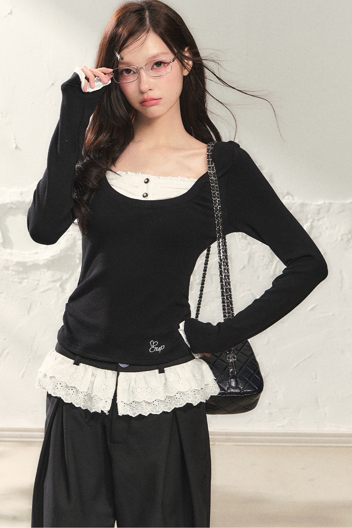 Black Knit T-Shirt and Pants Set-Up