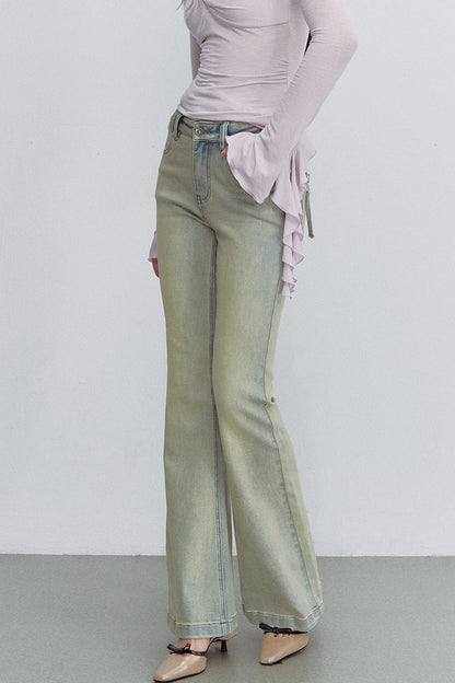 Retro Gradient Flared Denim Pants