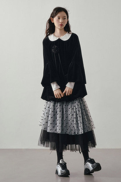 Polka Dot Patchwork Tulle Skirt
