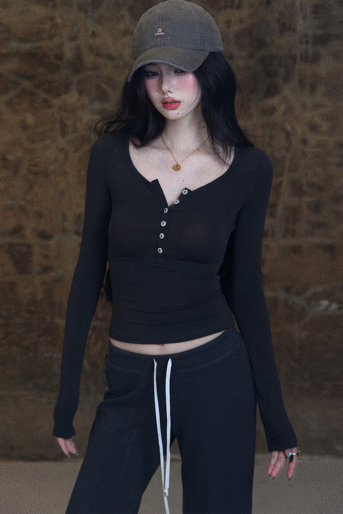 Milky Apricot Slim Fit Flowy T-Shirt