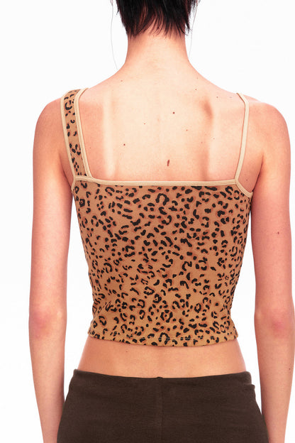 Camouflage Leopard Print Asymmetrical Metal Buckle Camisole