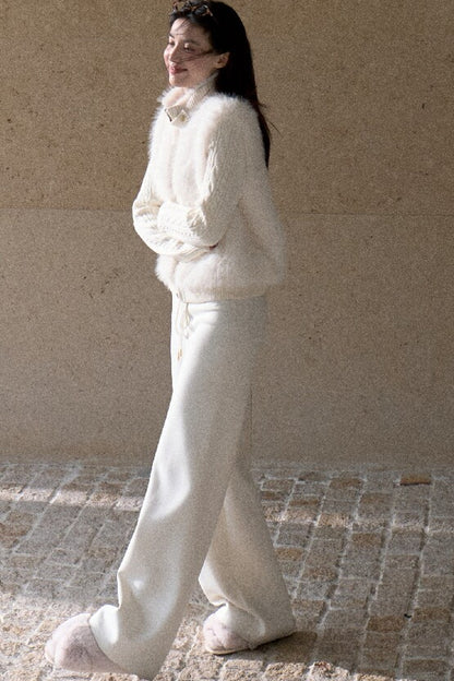 Vintage Eco-Friendly Fur Cable Knit Jacket