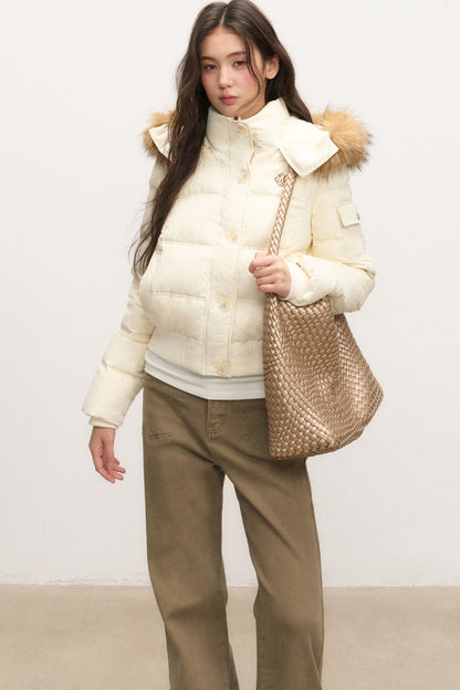 Fur Collar Down Jacket and Pants Set-Up
