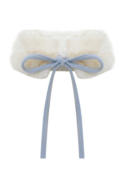Light Blue Plush Stand Collar Coat