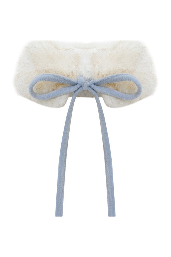Light Blue Plush Stand Collar Coat