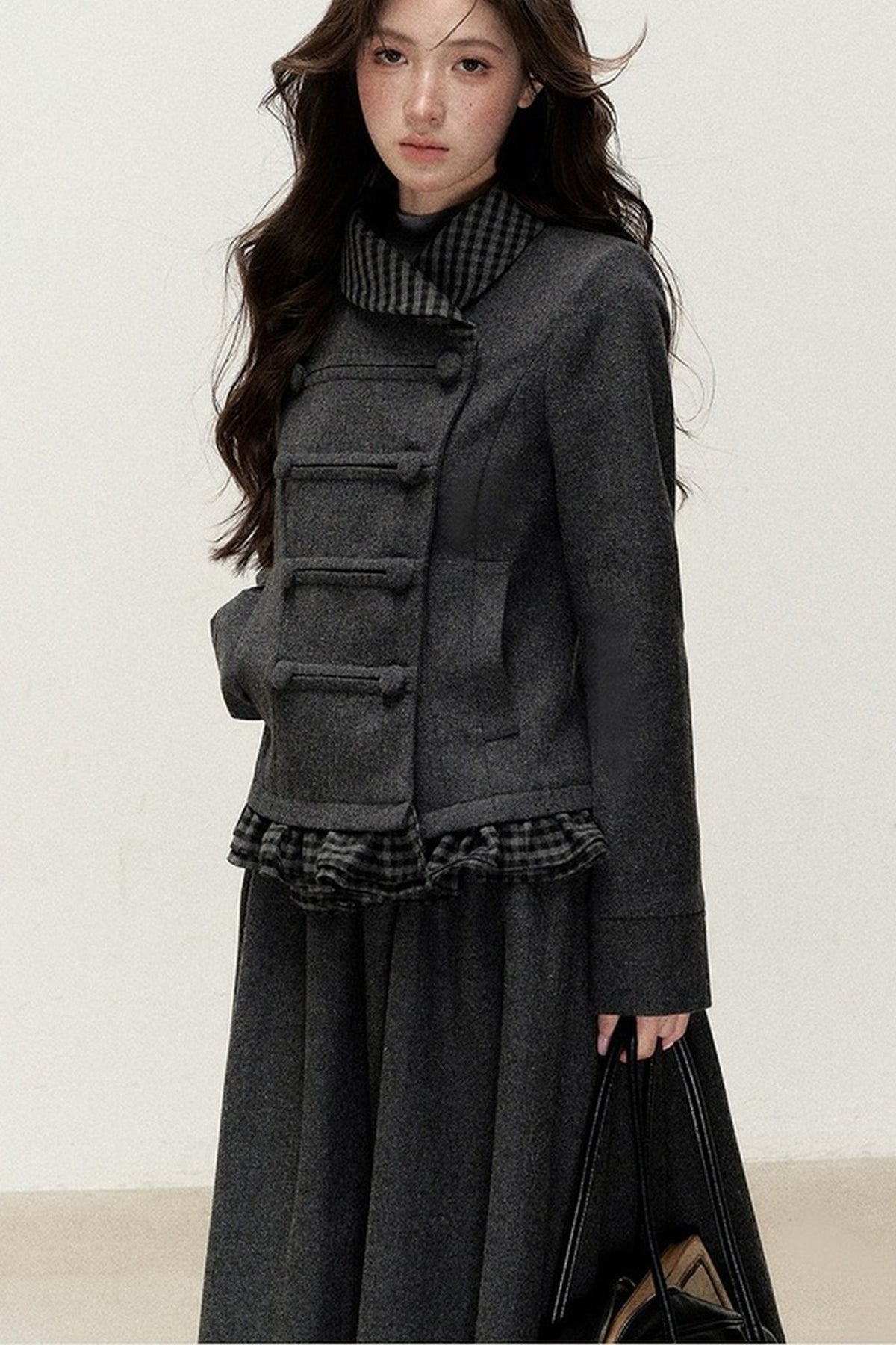 Preppy Double-Breasted Jacket and Skirt Set-Up