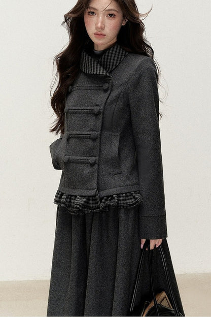 Preppy Double-Breasted Jacket and Skirt Set-Up