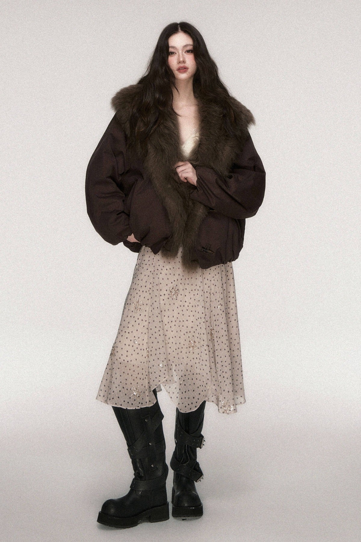 Fox Fur Collar Goose Down Jacket