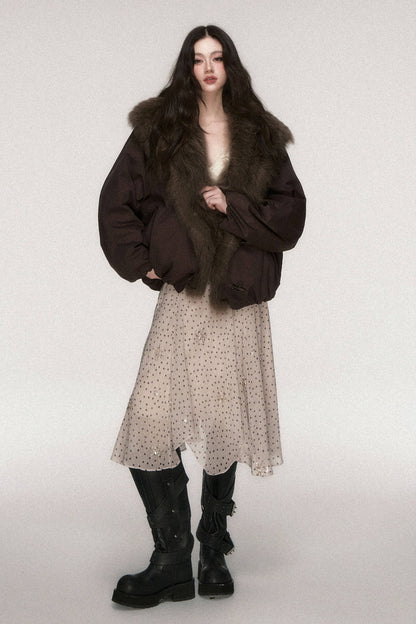 Fox Fur Collar Goose Down Jacket