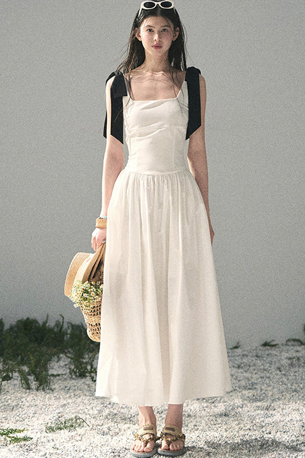 Vestido de tirantes de estilo francés