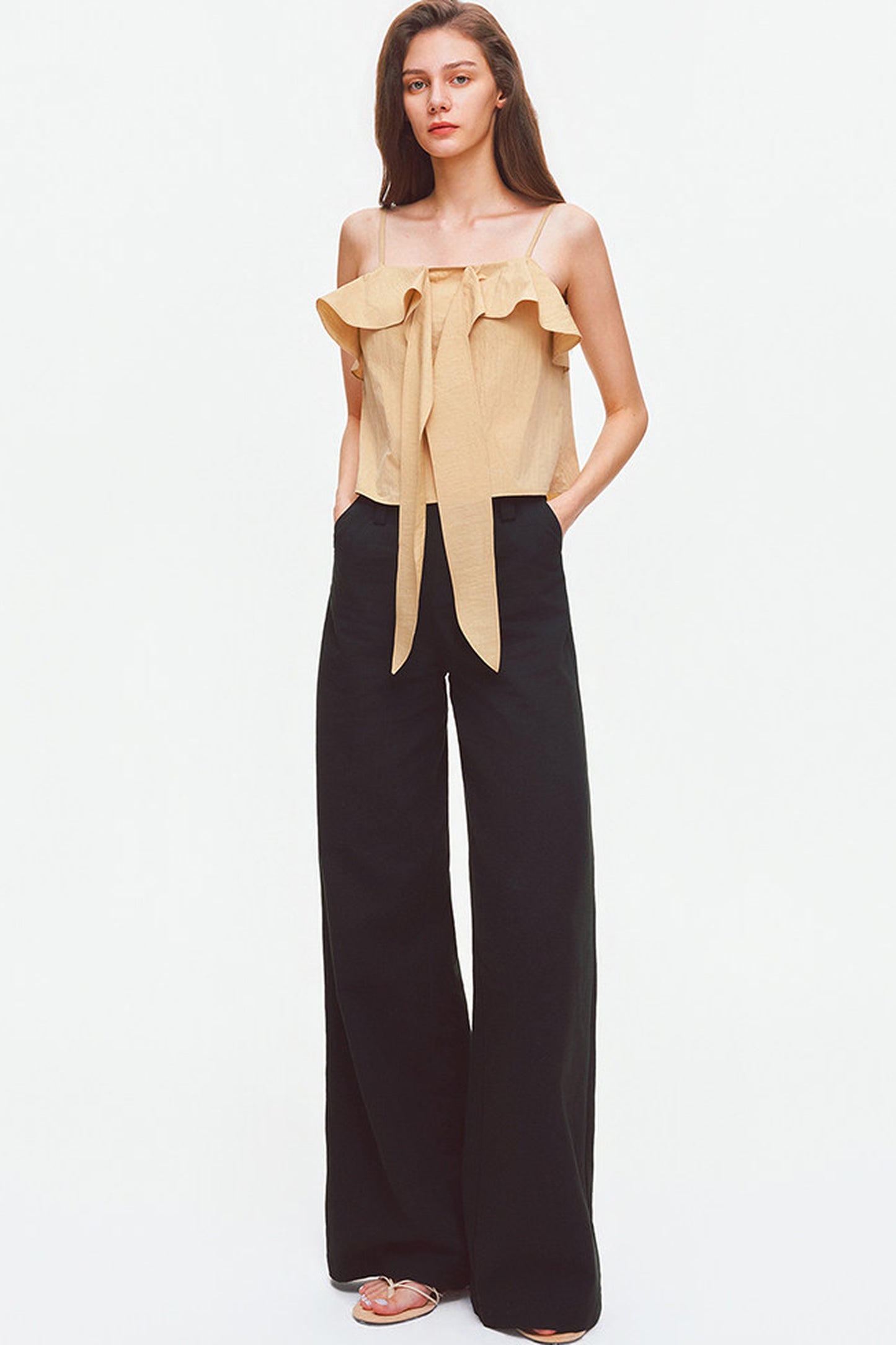 Tencel Linen Cotton Wide-Leg Trousers