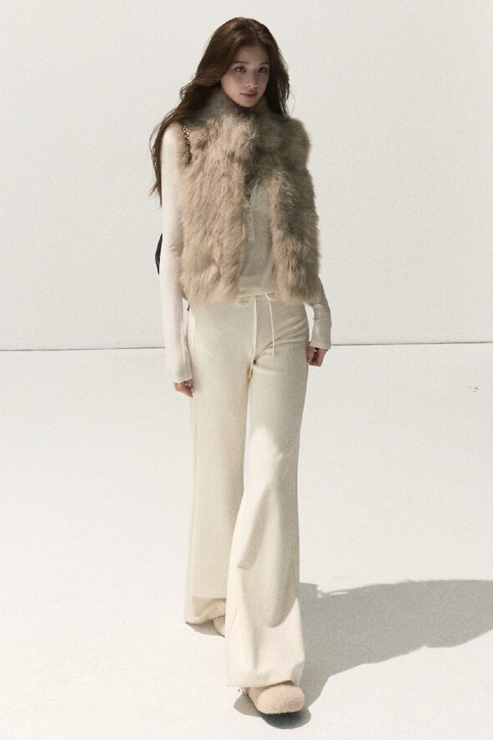 Silver-Embellished High-Waisted Wide-Leg Pants