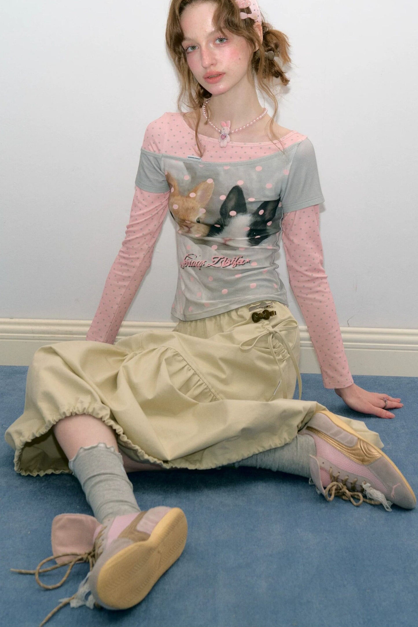 Khaki Drawstring Skirt