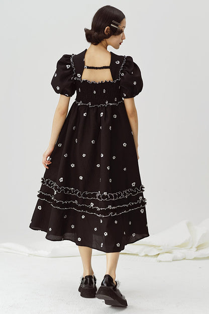 Floral Puff-Sleeve Dress