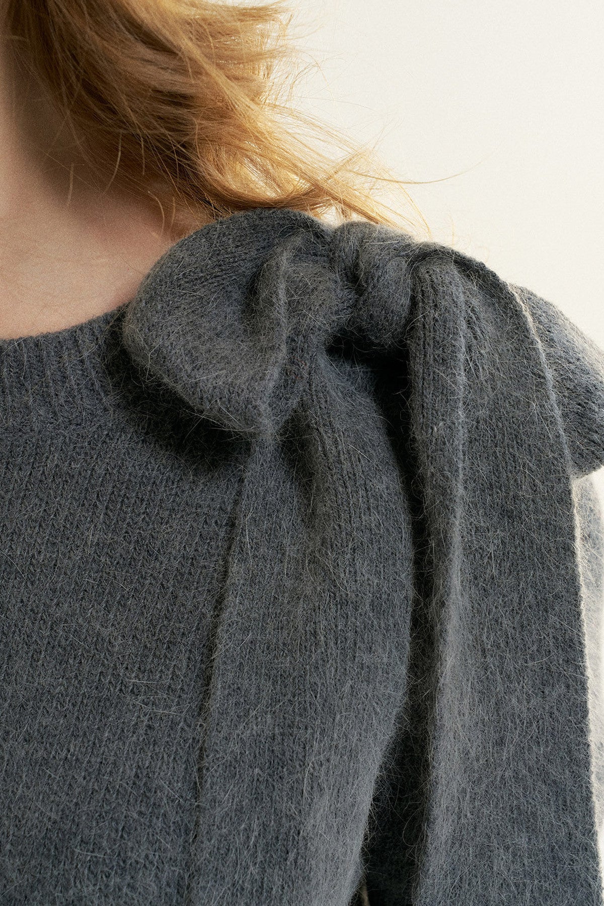 Bowknot Puff Sleeve Knitted Sweater