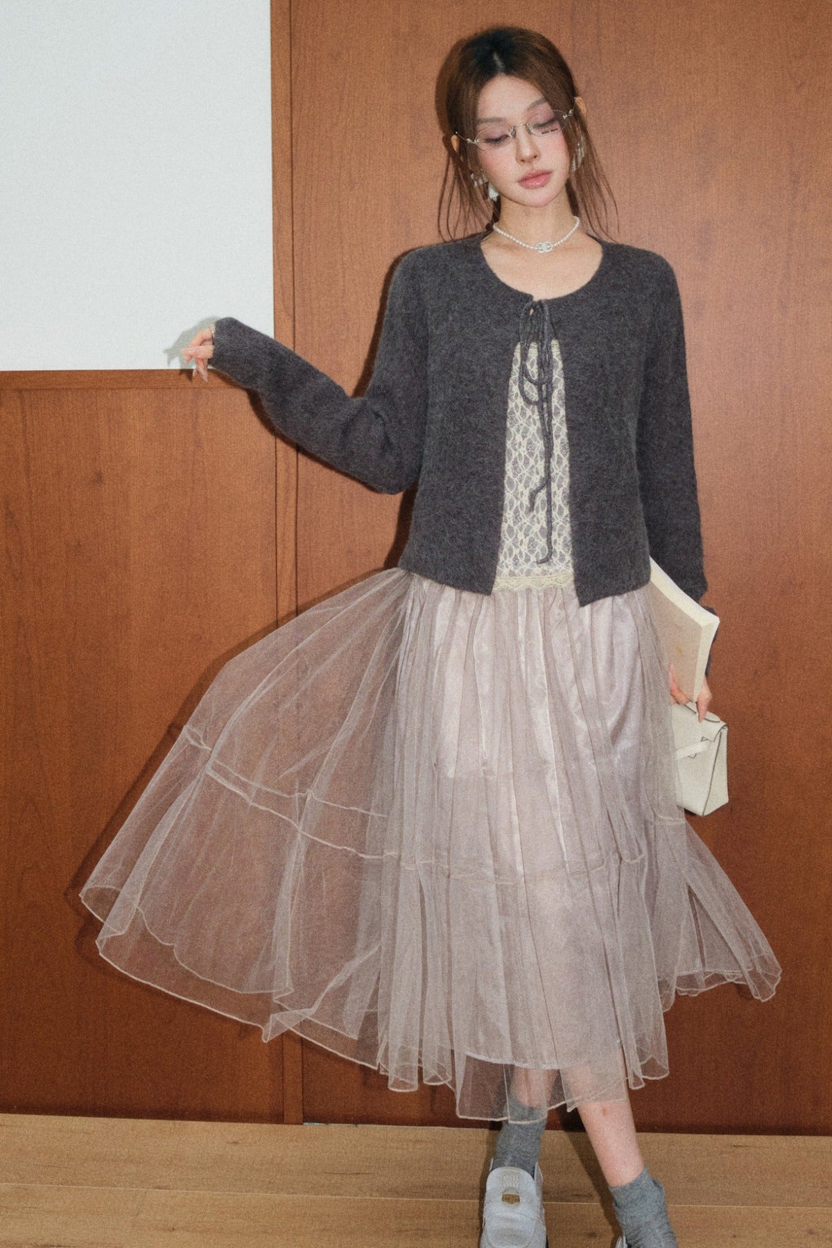Lace Cardigan and Skirt Set-Up