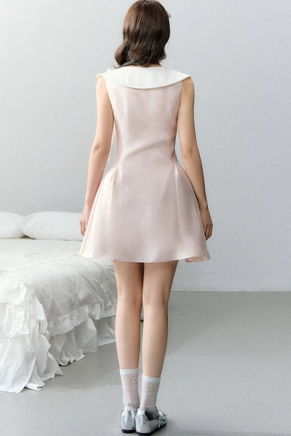 Pink Satin Polka Dot Bow Dress