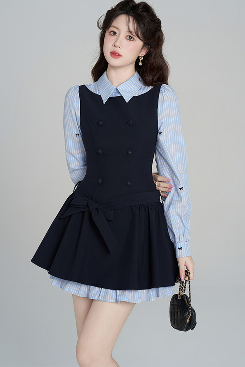 Preppy Style Long-Sleeved Dress