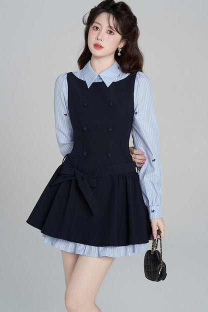 Preppy Style Long-Sleeved Dress