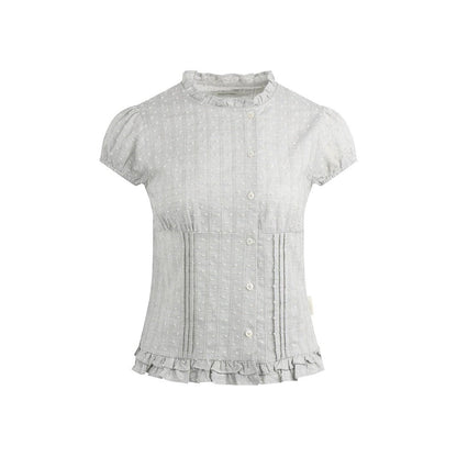 Ruffle Drawstring Blouse & Skirt Set-Up