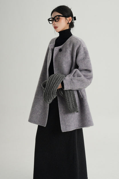 Scarf Collar Double-Sided Wool Coat