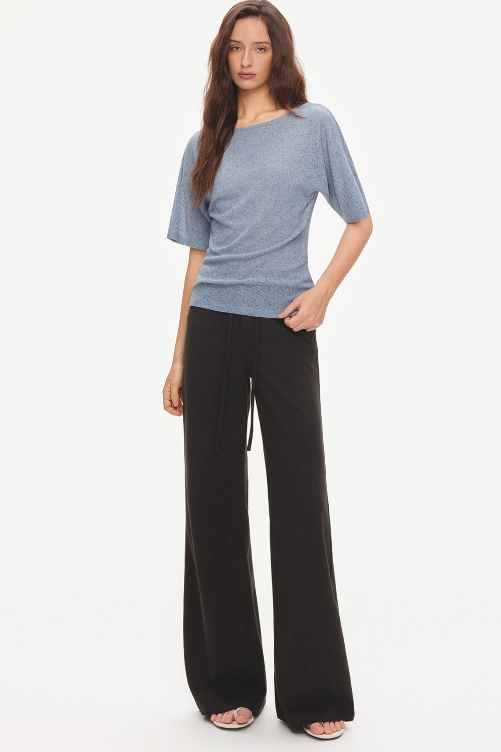 Drawstring Wide-Leg Trousers