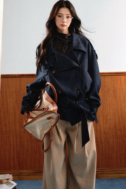 Retro Denim Trench Coat