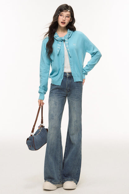 High-End Denim Wide-Leg Pants