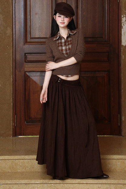 Short Knit Sweater With Sleeveless Shirt Set-Up