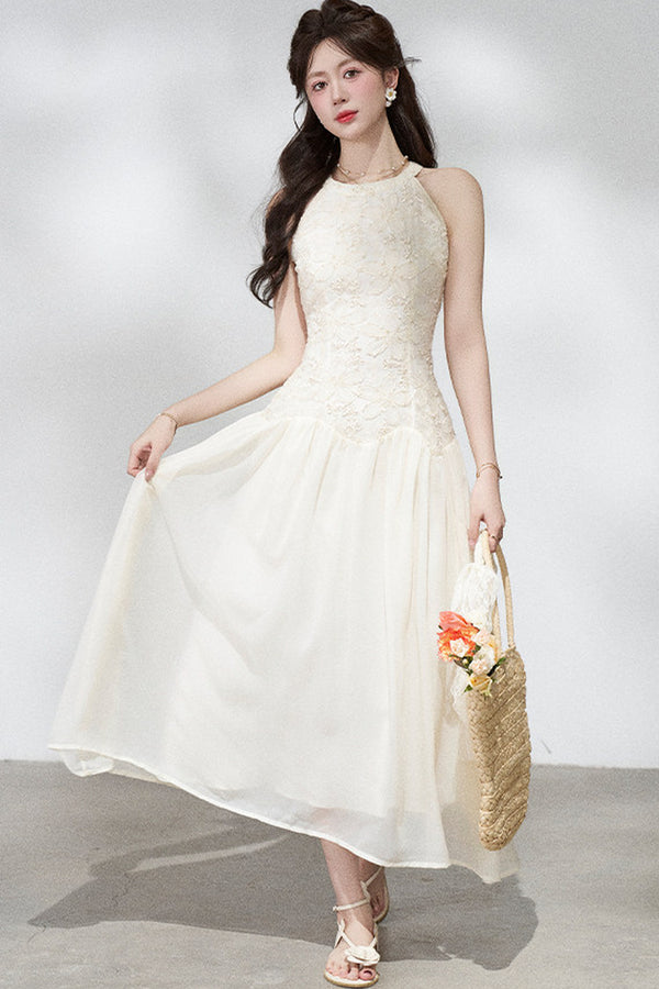 Ladylike Lace Halterneck Dress