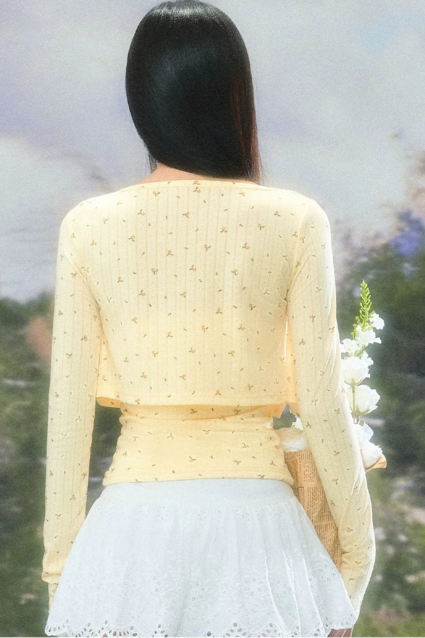 Korean Floral Camisole Cardigan Set-Up