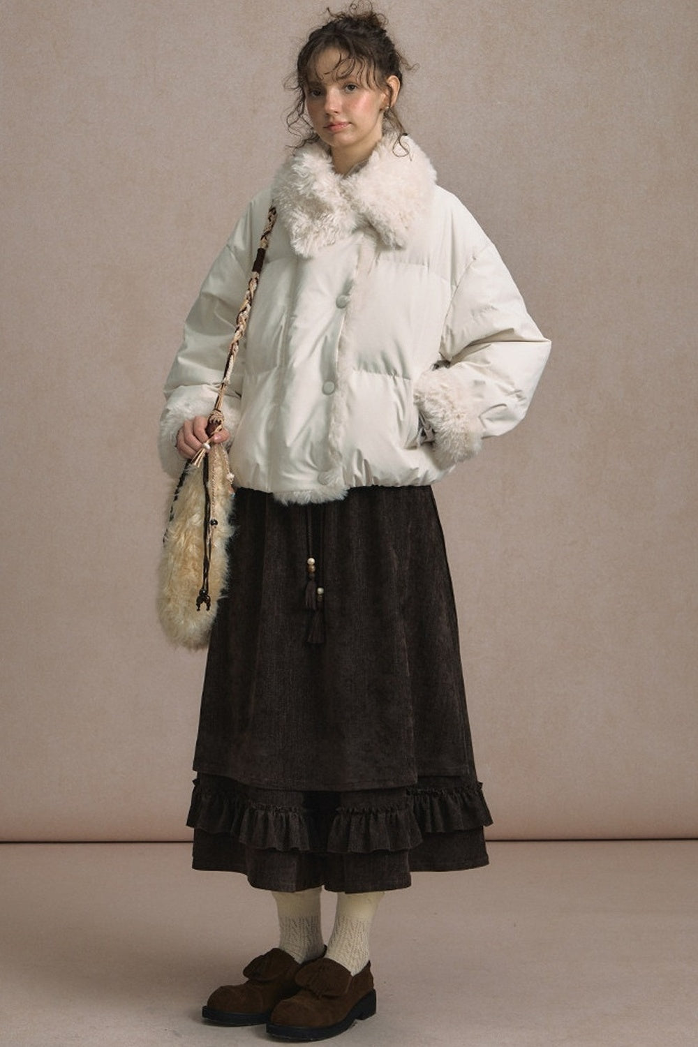 Short Fur Collar Down Jacket