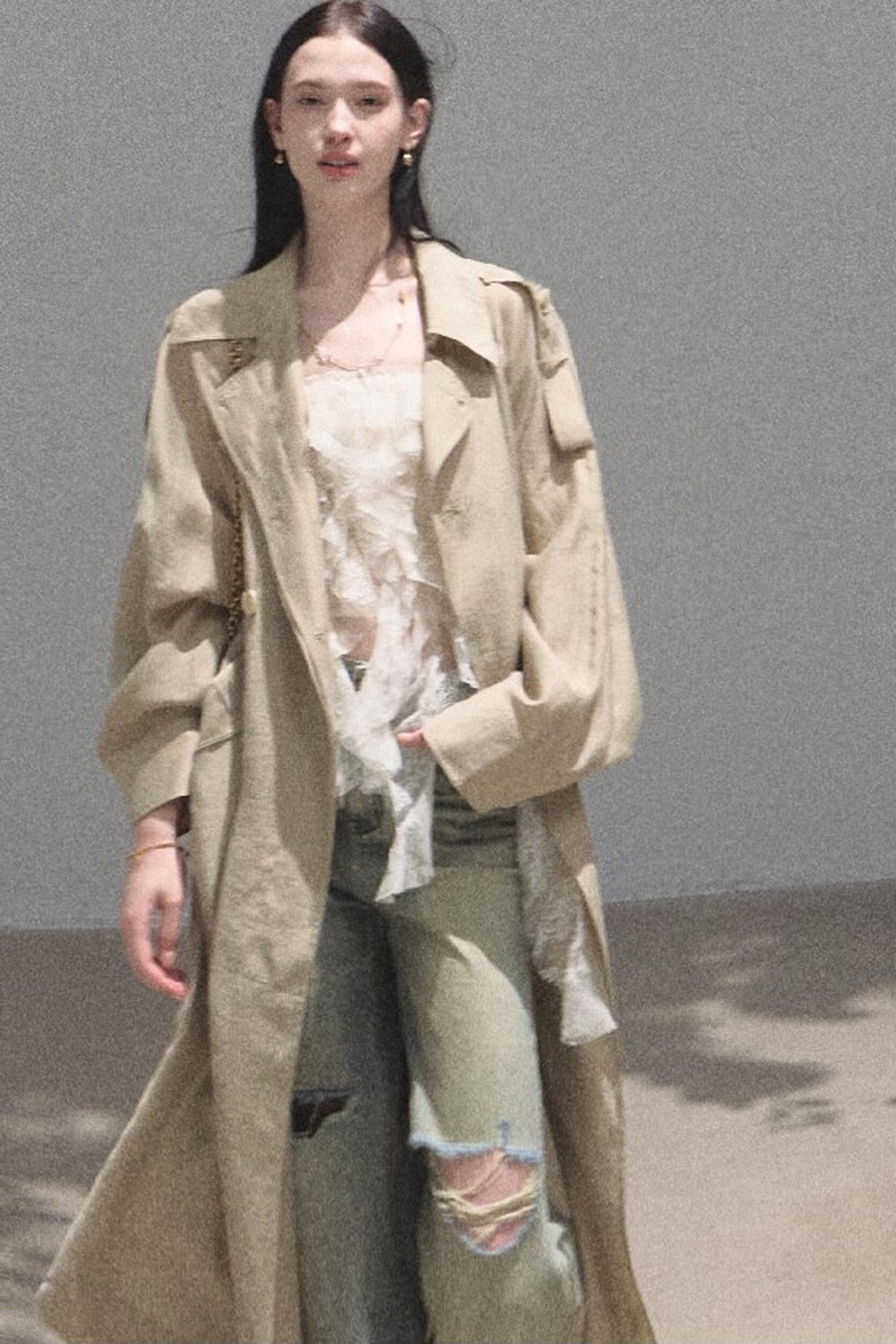 Vintage Distressed Ripped Denim Long Pants