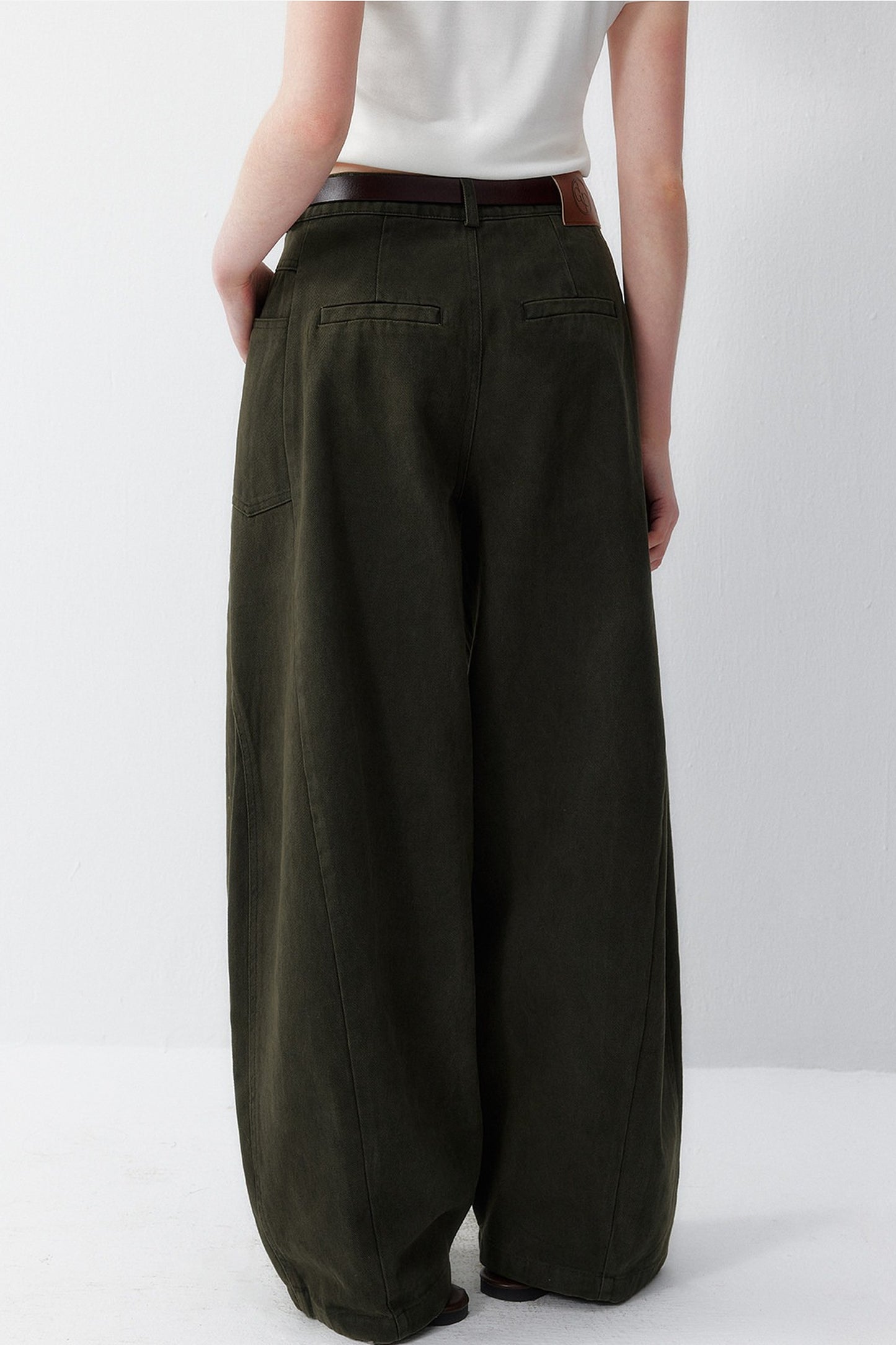Olive Wide Leg Cotton Pants