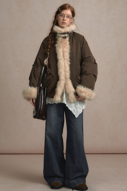 Short Fur Collar Down Jacket