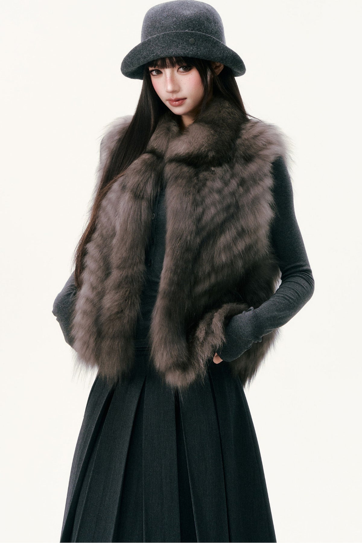 Saga Fox Fur Straight Vest