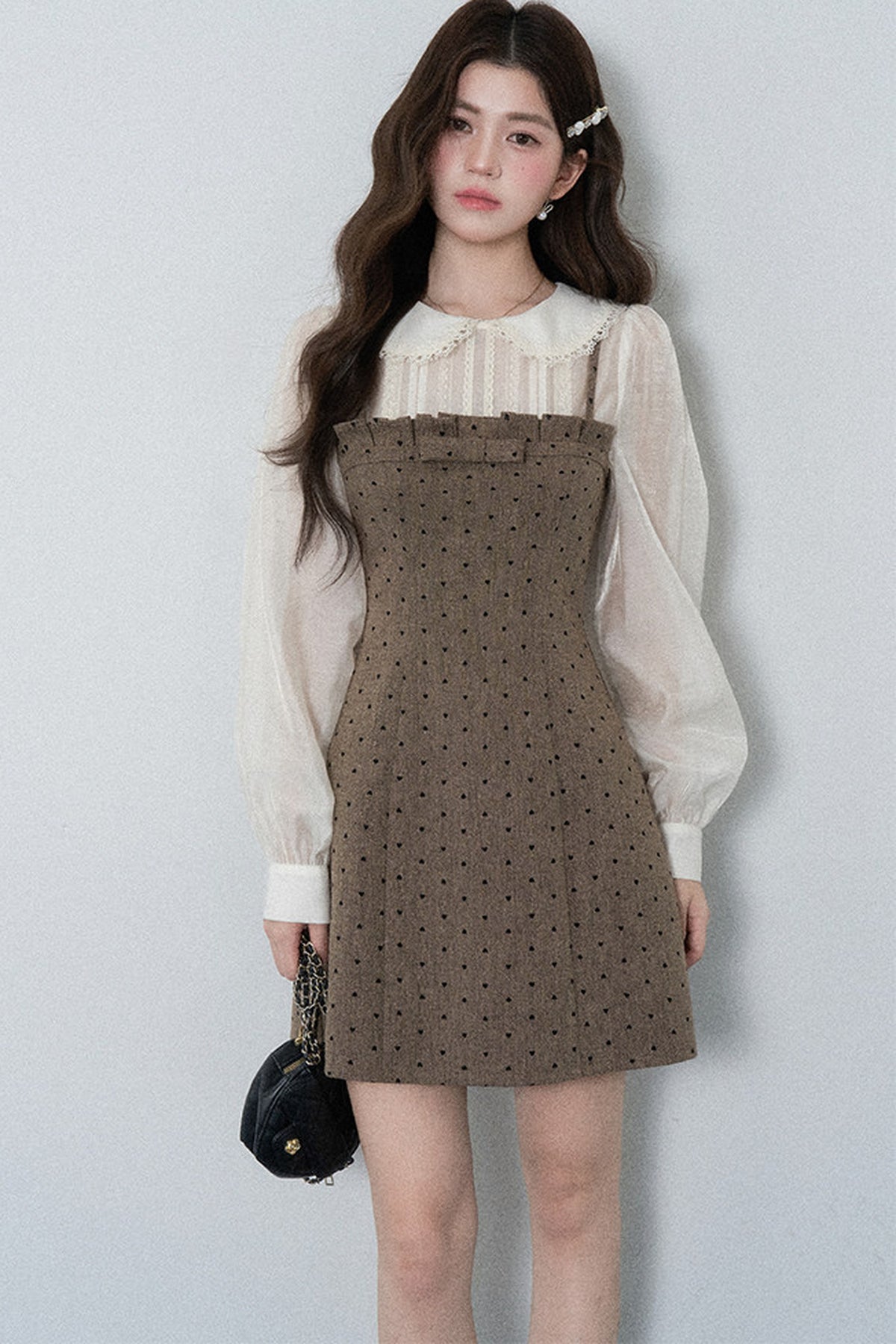 High-Waisted A-Line Polka Dot Dress