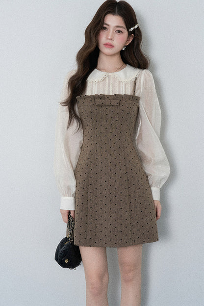 High-Waisted A-Line Polka Dot Dress