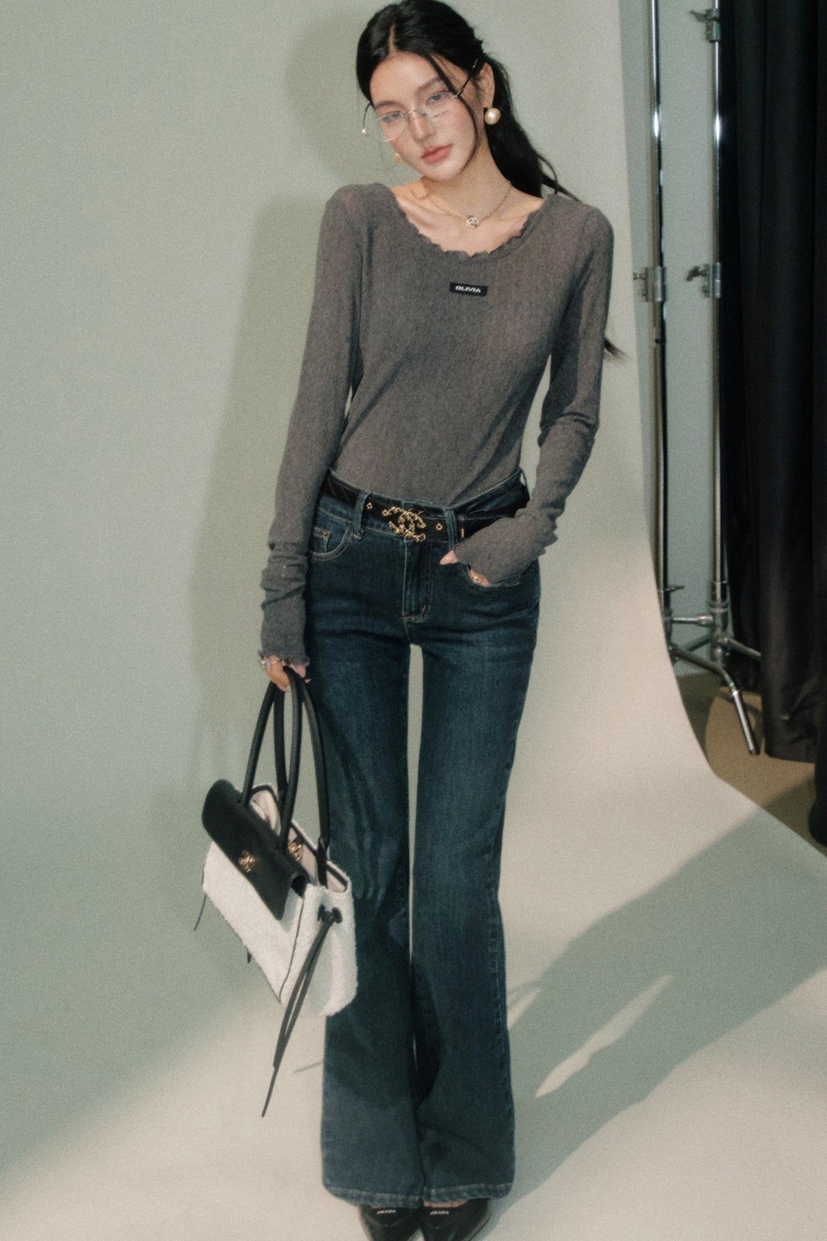 Ruffled Knit Top and Pants Set-Up