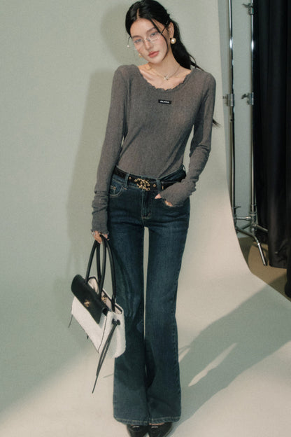 Ruffled Knit Top and Pants Set-Up