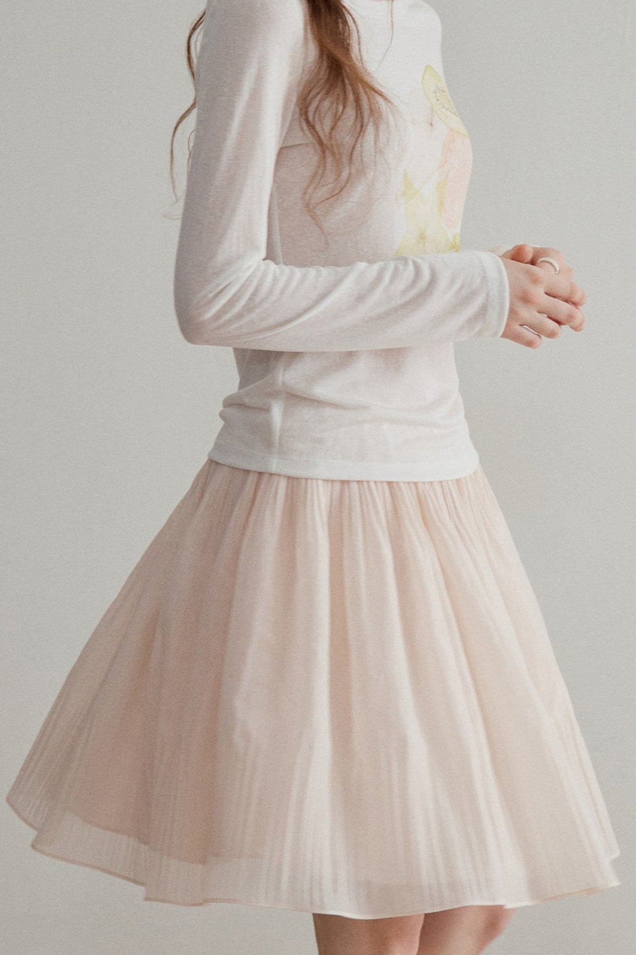 French Ruched A-Line Skirt