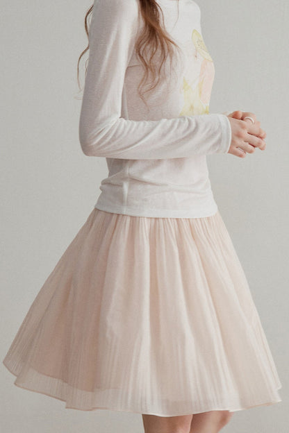 French Ruched A-Line Skirt
