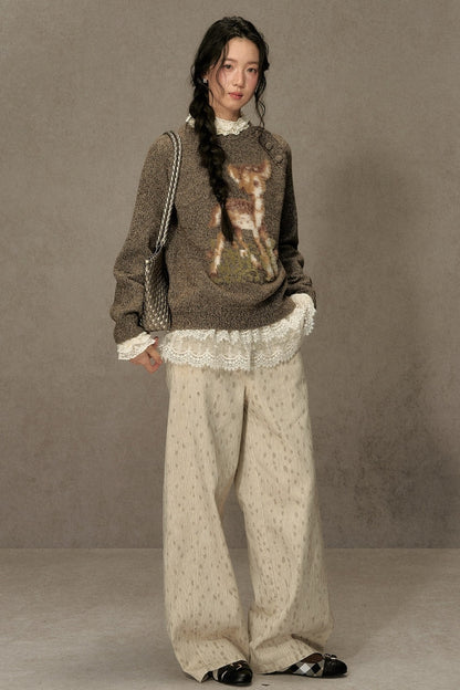 Fawn Spotted Lace Trim Pants