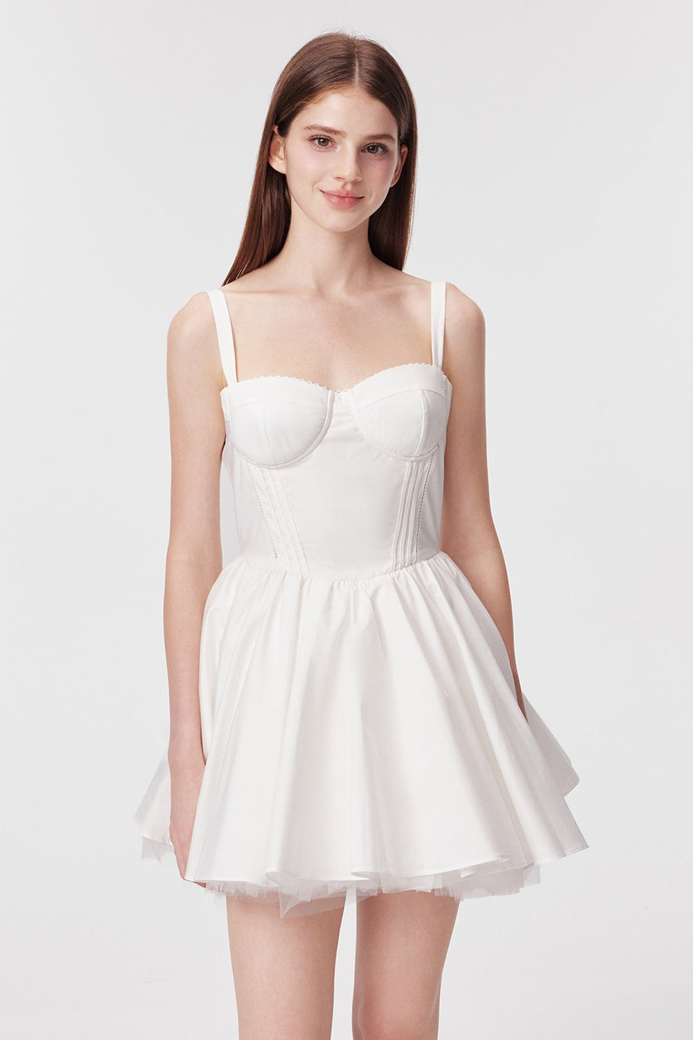 Vertical Cut Stand-Up Collar Slip Dress