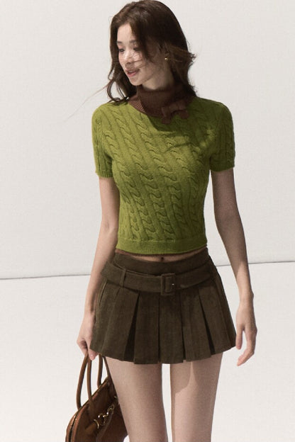 Lyocell High-Waisted Pleated Skirt