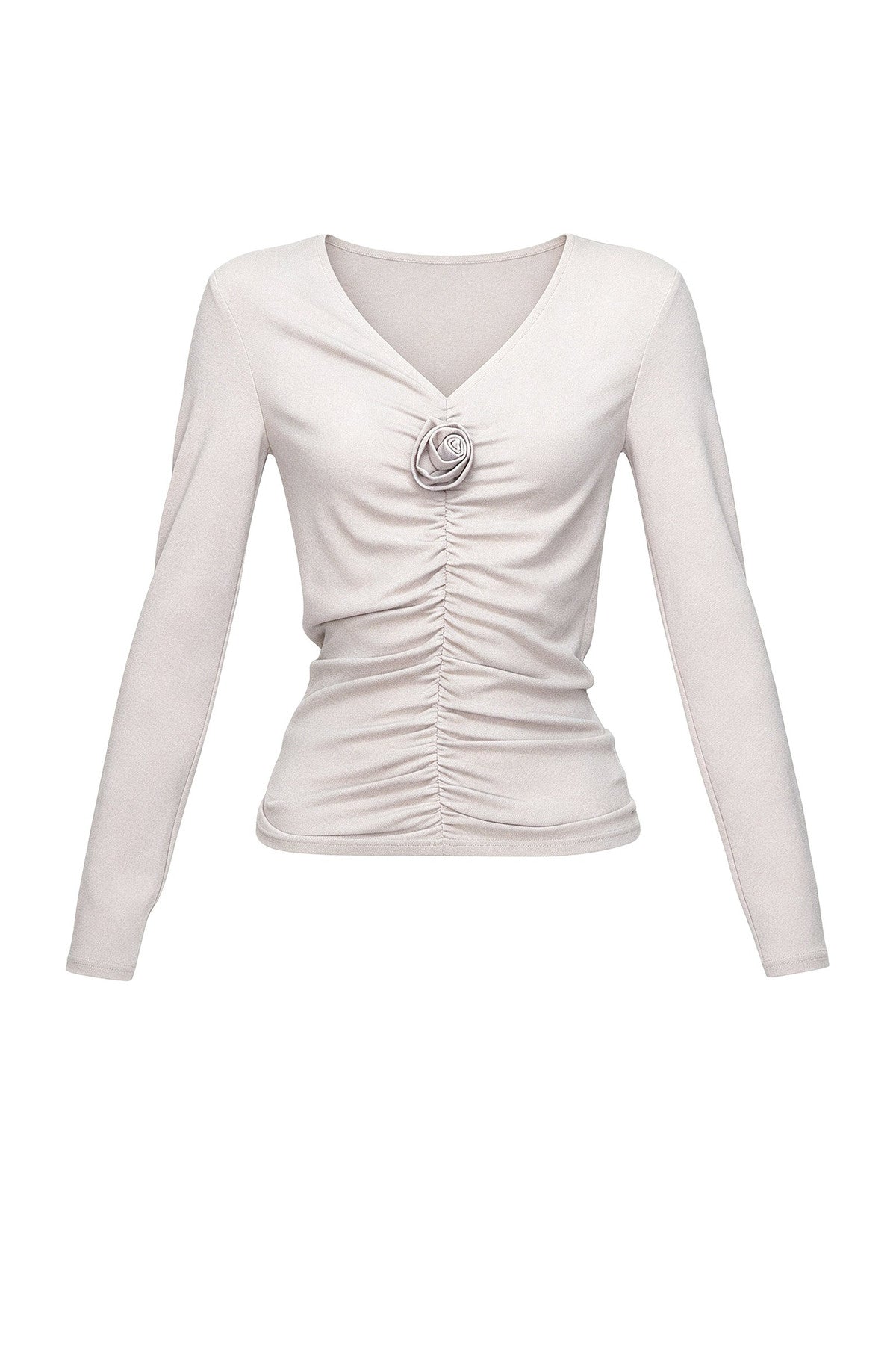 Rose Brooch Ruched Layered T-shirt